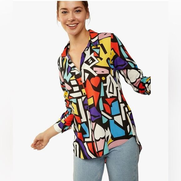 Big Dart Multicolored Button-down Top - Picture 2 of 7